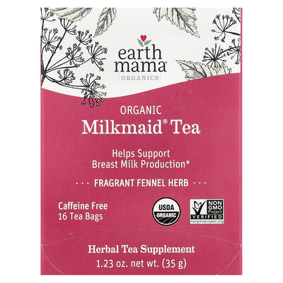 Organics, Organic Milkmaid® Tea, Fragrant Fennel Herb, Caffeine Free, 16 Tea Bags, 1.23 oz (35 g)