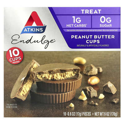 Endulge™,Treat,  Peanut Butter Cups, 10 Cups, 0.6 oz (17 g) Each