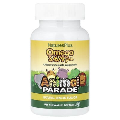 Animal Parade®, Omega 3/6/9 Junior, Natural Lemon, 90 Chewable Softgels