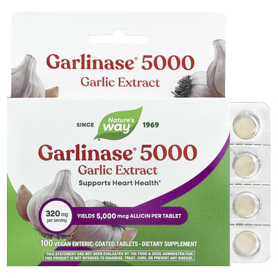 Nature's Way Garlinase® 5000 экстракт чеснока 320 mg 100 веганских таблеток