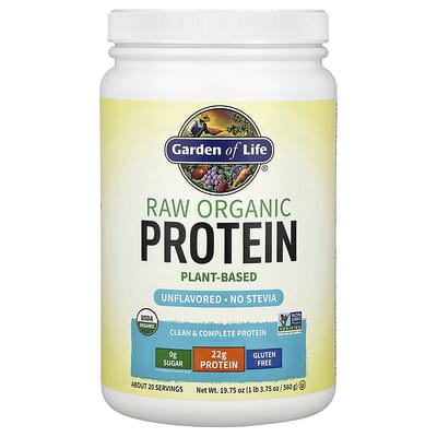 RAW Organic Protein, Unflavored, 1 lb 3.75 oz (560 g)