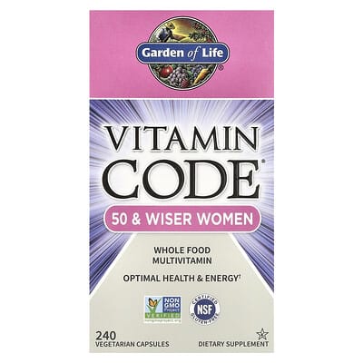 Garden of Life Vitamin Code®, Мультивитамины из цельных продуктов для женщин 50+, 240 вегетарианских капсул