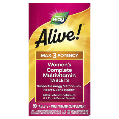 Alive!® Max 3 Potency, Women's Complete Multivitamin, 90 Tablets
