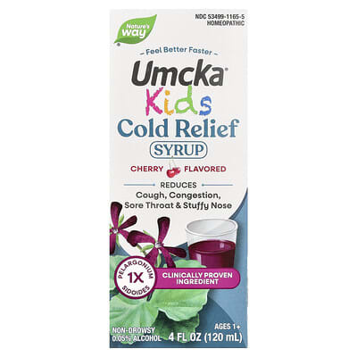 Umcka®, Kids Cold Relief Syrup, Ages 1+, Cherry, 4 fl oz (120 ml)