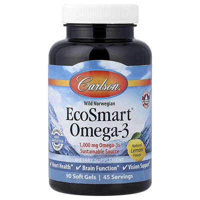 Wild Norwegian EcoSmart® Omega-3, Natural Lemon, 90 Soft Gels