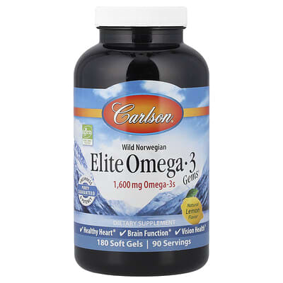 Wild Norwegian, Elite Omega-3 Gems®, Natural Lemon, 180 Soft Gels