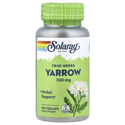 Solaray True Herbs, Yarrow, 320 mg, 100 веганских капсул
