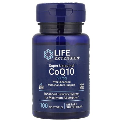 Super Ubiquinol CoQ10 with Enhanced Mitochondrial Support, 50 mg, 100 Softgels