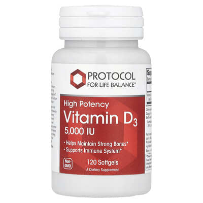 Vitamin D3, High Potency, 125 mcg (5,000 IU), 120 Softgels