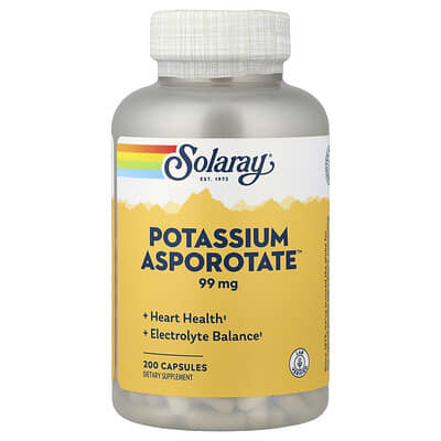 Solaray Potassium Asporotate™, 99 mg, 200 капсул
