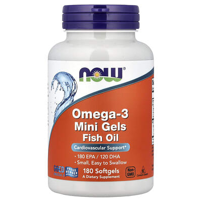 Omega-3 Mini Gels Fish Oil, 180 Softgels (0.5 g per Softgel)