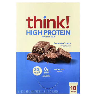 Высокобелковые батончики, Brownie Crunch, 10 шт., 2.1 oz (60 g) каждый