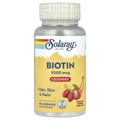 Biotin, Natural Peach, Strawberry, Banana, 5,000 mcg, 60 Lozenges