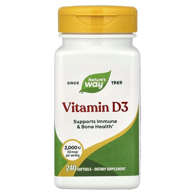Витамин D3, 50 mcg (2,000 IU), 240 Softgels