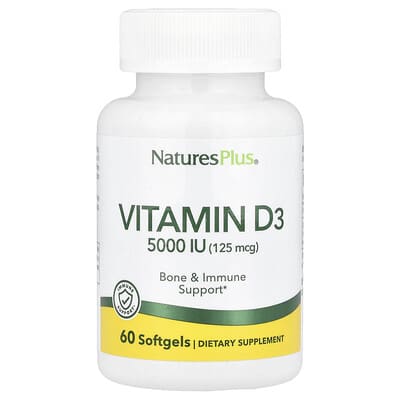 Vitamin D3, 125 mcg (5,000 IU), 60 Softgels