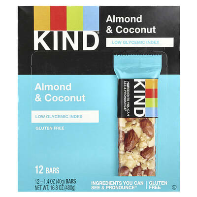 Almond & Coconut, 12 Bars, 1.4 oz (40 g) Each