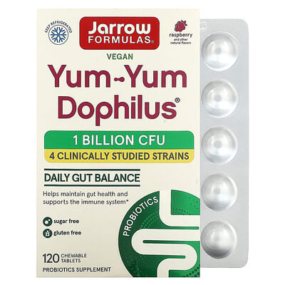 Vegan Yum-Yum Dophilus®, Raspberry, 120 Chewable Tablets