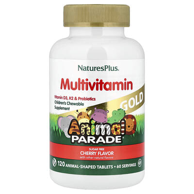 Animal Parade® Gold, детская жевательная мультивитаминная добавка, вишня, 120 фигурных таблеток