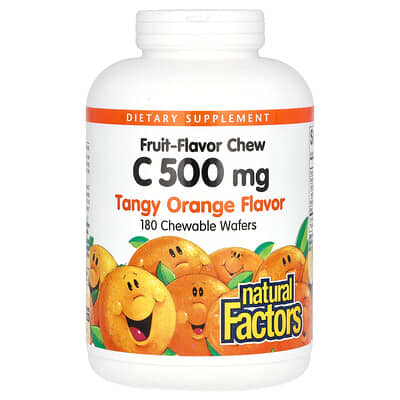 Витамин C жевательные таблетки, Tangy Orange, 500 mg, 180 жевательных пластинок