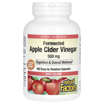 Fermented Apple Cider Vinegar, 180 Easy to Swallow Capsules