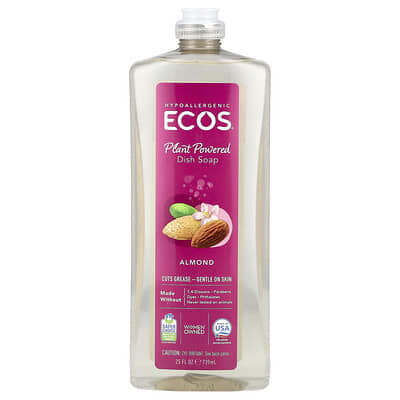 Ecos®, Plant Powered Dish Soap, Almond, 25 fl oz (739 ml)