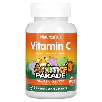 Animal Parade®, Vitamin C, Children's Chewable Supplement, Orange Juice, 90 Animal-Shaped Tablets