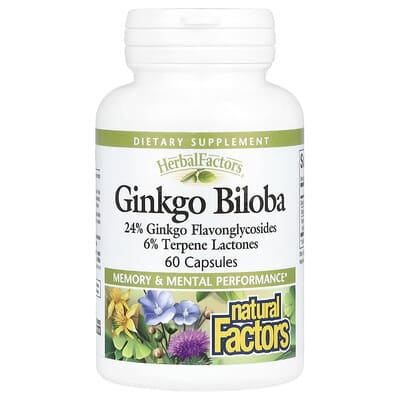 HerbalFactors, гинкго билоба, 60 капсул