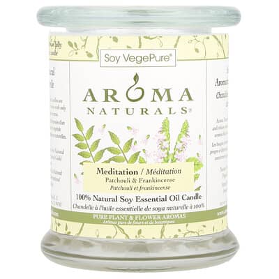 Soy VegePure®, Medium Glass Soy Pillar Candle, Patchouli & Frankincense, 8.8 oz (260 g)