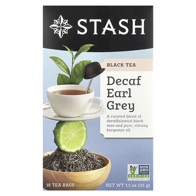 Black Tea, Decaf Earl Grey, 18 Tea Bags, 1.1 oz (33 g)