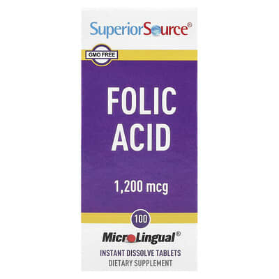 Superior Source фолиевая кислота, 1,200 mcg, 100 быстрорастворимых таблеток MicroLingual®