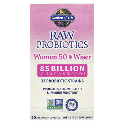 RAW Probiotics, Women 50 & Wiser, 90 Vegetarian Capsules