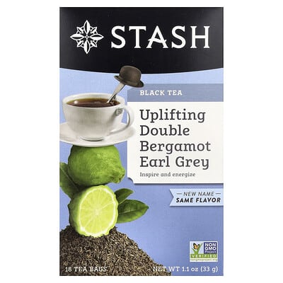 Black Tea, Double Bergamot Earl Grey, 18 Tea Bags, 1.1 oz (33 g)