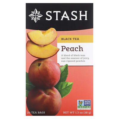 Black Tea, Peach, 20 Tea Bags, 1.3 oz (38 g)