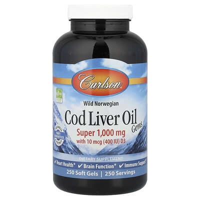Wild Norwegian, Cod Liver Oil Gems, 1,000 mg, 250 Soft Gels