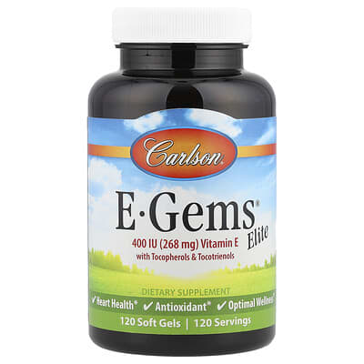 E-Gems® Elite Витамин E с токоферолами и токотриенолами, 120 мягких гелей