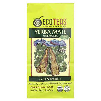 Чай EcoTeas Loose Yerba Mate Green Energy Unsmoked 16 oz (454 g)