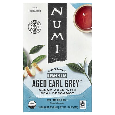Органический черный чай, Aged Earl Grey™, 18 чайных пакетиков, 1.27 oz (36 g)