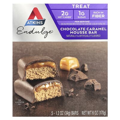 Endulge™, Chocolate Caramel Mousse Bar, 5 Bars, 1.2 oz (34 g) Each