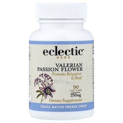 Eclectic Herb Valerian Passion Flower, для расслабления и сна, 90 капсул