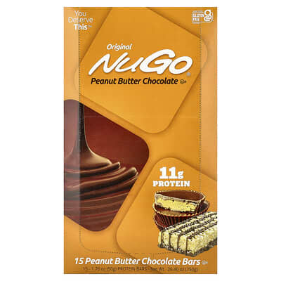 Protein Bars, Peanut Butter Chocolate, 15 Bars, 1.76 oz (50 g) Each