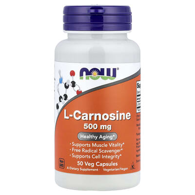 L-Carnosine, 500 mg, 50 вегетарианских капсул
