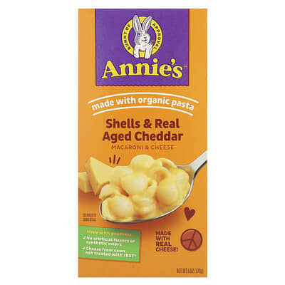 Macaroni & Cheese, Shells & Real Aged Cheddar, 6 oz (170 g)