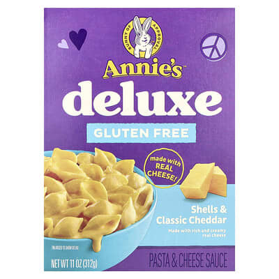 Annie's Homegrown Макароны с сыром Deluxe, ракушки и классический чеддер, 11 oz (312 g)