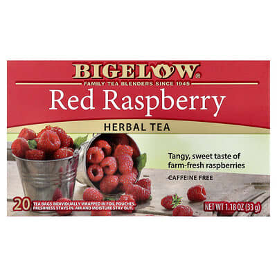Травяной чай Bigelow Red Raspberry, без кофеина, 20 чайных пакетиков, 1.18 oz (33 g)