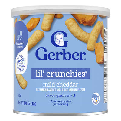 Snacks for Baby, Lil' Crunchies®, Baked Grain Snack, 8+ Months, Mild Cheddar, 1.48 oz (42 g)