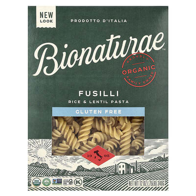 Безглютеновая паста из риса и чечевицы Fusilli, 12 oz (340 g)