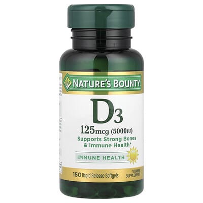 Vitamin D3, 125 mcg (5,000 IU), 150 Rapid Release Softgels