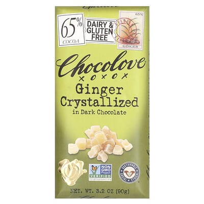 Ginger Crystallized in Dark Chocolate, 65% Cocoa, 3.2 oz (90 g)