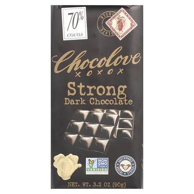 Шоколад Strong Dark Chocolate, 70% Cocoa, 3.2 oz (90 g)