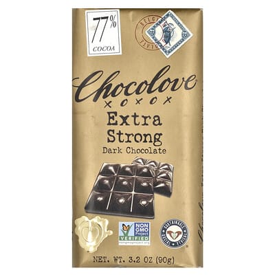 Extra Strong Dark Chocolate, 77% Cocoa, 3.2 oz (90 g)